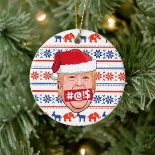 DONALD TRUMP Angry Kerstmis Keramisch Ornament
