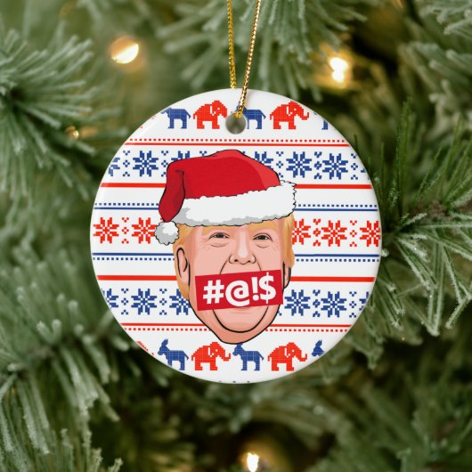 DONALD TRUMP Angry Kerstmis Keramisch Ornament (Boom)