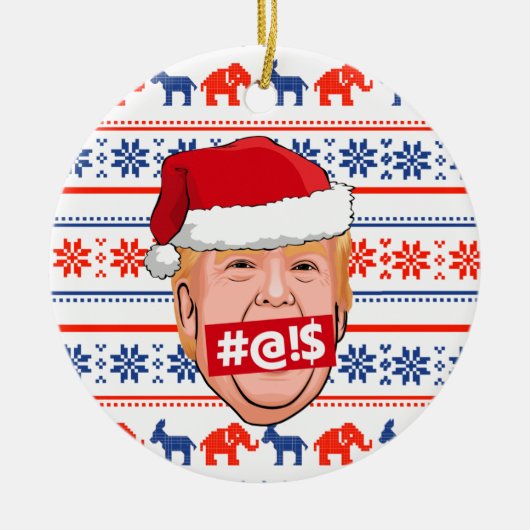 DONALD TRUMP Angry Kerstmis Keramisch Ornament (Voorkant)