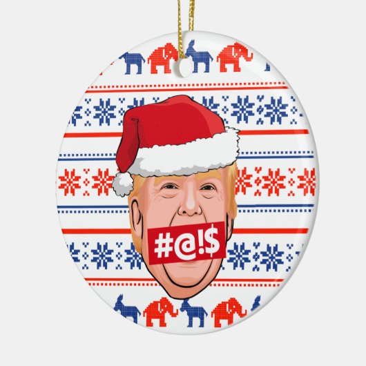 DONALD TRUMP Angry Kerstmis Keramisch Ornament (Links)