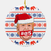 DONALD TRUMP Angry Kerstmis Keramisch Ornament (Achterkant)