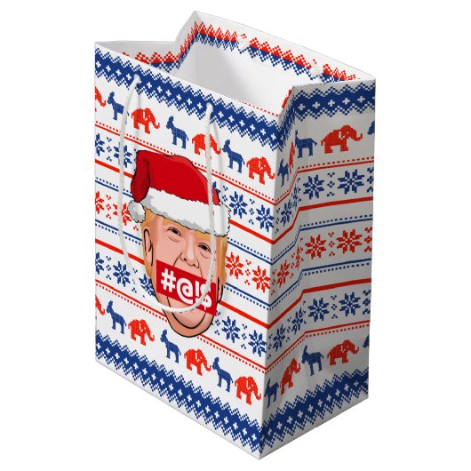 DONALD TRUMP Angry Kerstmis Medium Cadeauzakje (Achterkant Gekanteld)