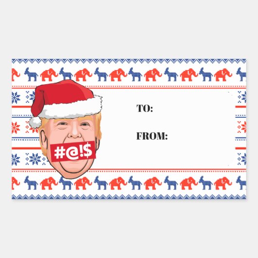 DONALD TRUMP Angry Kerstmis Rechthoekige Sticker (Voorkant)