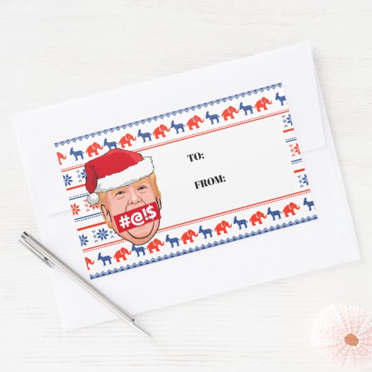 DONALD TRUMP Angry Kerstmis Rechthoekige Sticker (Envelop)