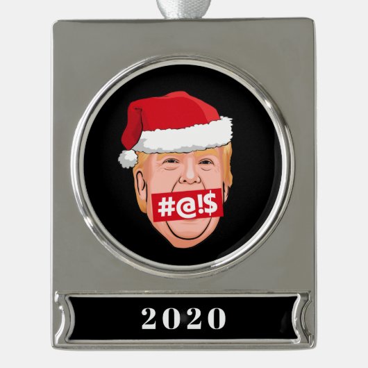 DONALD TRUMP Angry Kerstmis Verzilverd Banner Ornament (Voorkant)