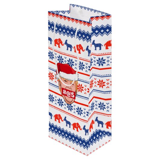 DONALD TRUMP Angry Kerstmis Wijn Cadeautas (Achterkant Gekanteld)