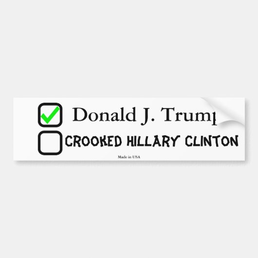 Donald Trump Anti-Hillary Clinton Bumpersticker (Voorkant)