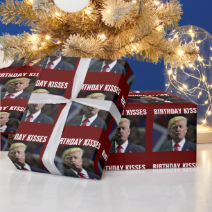 DONALD TRUMP BIRTHDAY KISS WRAPPING PAPER CADEAUPAPIER
