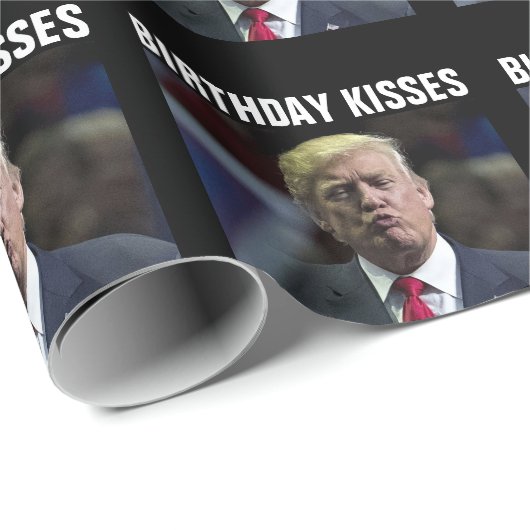 DONALD TRUMP BIRTHDAY KISS WRAPPINGPAPIER CADEAUPAPIER (Rol Hoek)