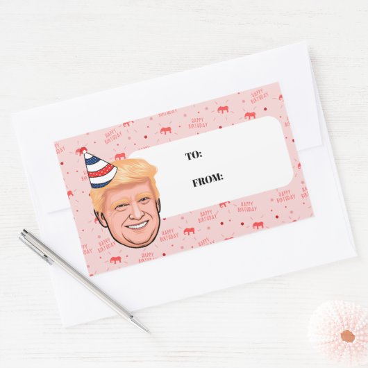 DONALD TRUMP BIRTHDAY RECHTHOEKIGE STICKER (Envelop)