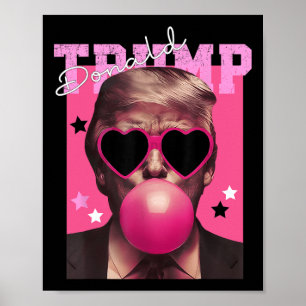 Donald Trump Blaast Bubble Gum Roze Zonnebril Trum Poster