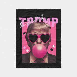 Donald Trump Blowing Bubble Gum Pink Sungles Trump Fleece Deken