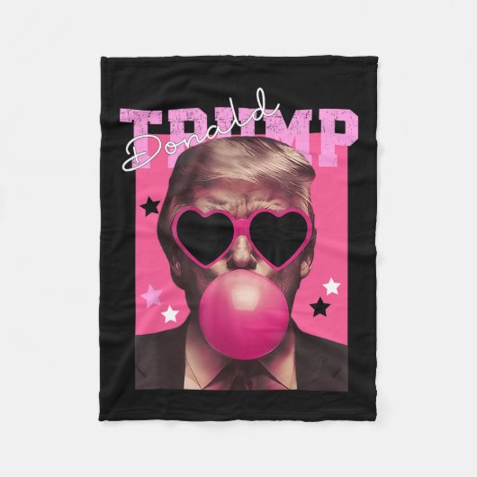 Donald Trump Blowing Bubble Gum Pink Sungles Trump Fleece Deken (Voorkant)