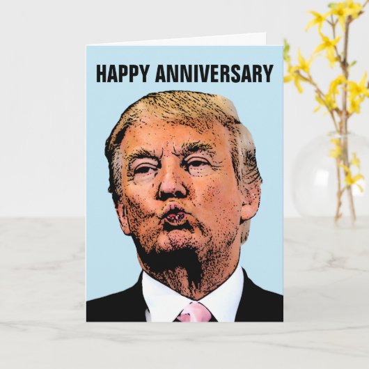 DONALD TRUMP BRUILOFT JUBILEUM KAART VOOR PAAR (Gele Bloem)