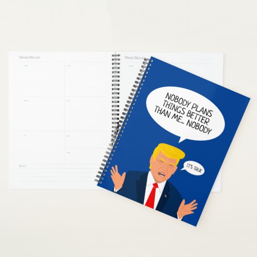 Donald Trump cartoon met humoristische citaatplann Planner (Display)