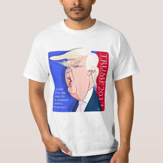 Donald Trump Cartoon T-Shirt : Groot President. (Voorkant)