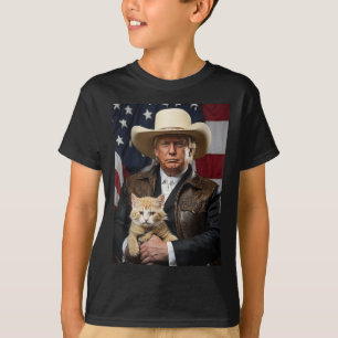 Donald Trump Cat Shirt Cowboy Amerikaanse vlag Fun
