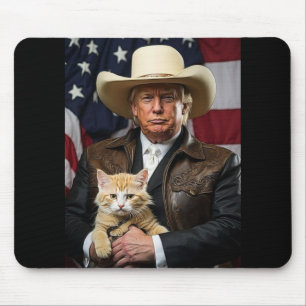 Donald Trump Cat Shirt Cowboy Amerikaanse vlag Fun Muismat