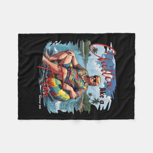 Donald Trump Chillin' Like A Felon Summer 2024 Fleece Deken (Voorkant (Horizontaal))