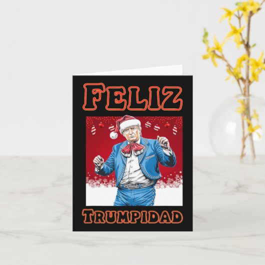 Donald Trump Christmas Feliz Trumpidad Kaart (Gele Bloem)