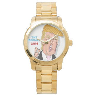 Donald Trump Comic Cartoon Billionaire Gold Watch Horloge