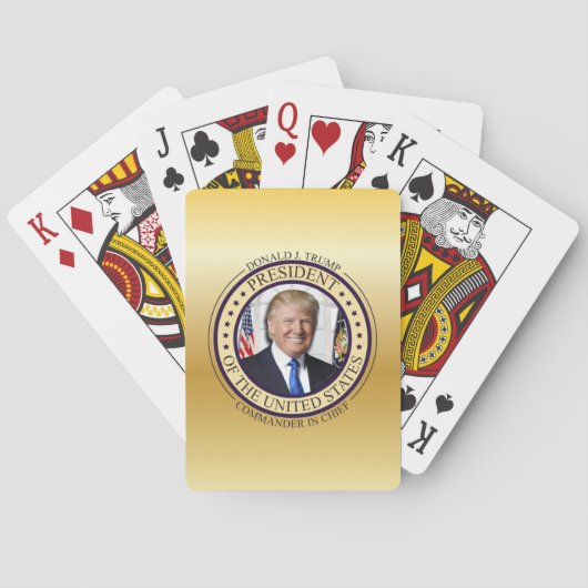 DONALD TRUMP COMMANDER IN CHIEF GOLD PRESIDENTIAL POKERKAARTEN (Achterkant)
