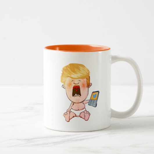 Donald Trump Crying Baby Tweekleurige Koffiemok (Rechts)