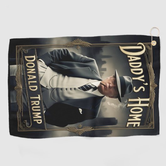 Donald Trump Daddy's Home Funny MAGA Film Poster Golfhanddoek (Horizontaal)