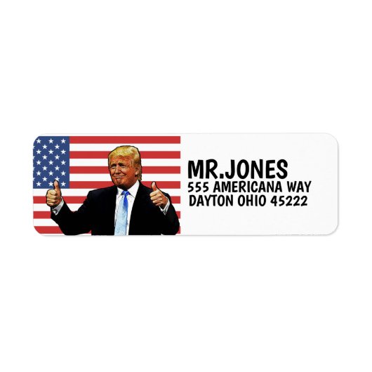 DONALD TRUMP DUIWEN POSTADRES ETIKETTEN (Voorkant)