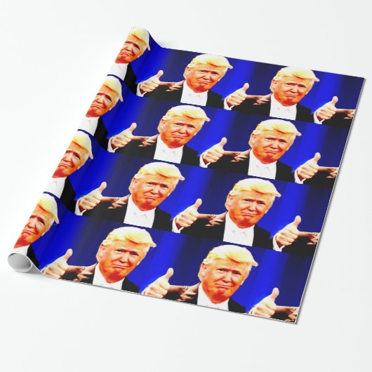 DONALD TRUMP DUMBS UP CHRSTMAS Wrapping Paper Cadeaupapier (Uitgerold)