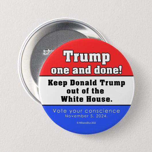 Donald Trump één en klaar! Button (Voorkant /achterkant)