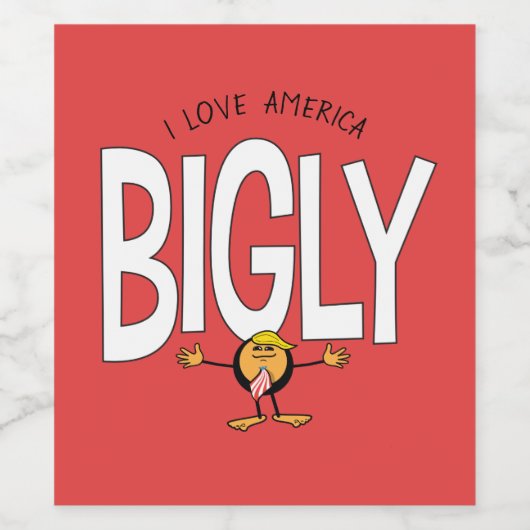 Donald Trump Emoji - Ik hou van Amerika Wijn Etiket (Enkel label)