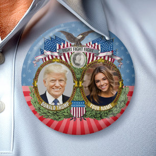 Donald Trump en uw foto - Gag Gift Ronde Button 7,6 Cm