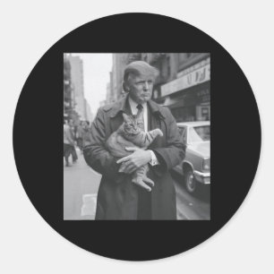 Donald Trump en zijn kat in NYC Ronde Sticker