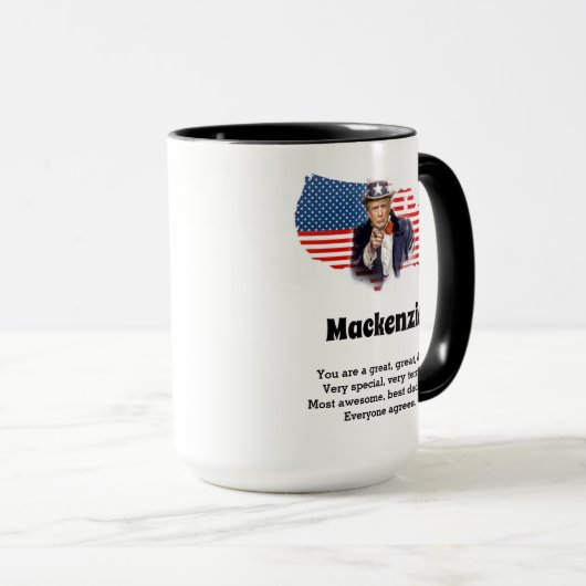 Donald Trump Fathers Day Add Name Funny Large Mok (Voorkant rechts)