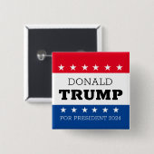 Donald Trump for President 2024 Vierkante Button 5,1 Cm (Voorkant /achterkant)