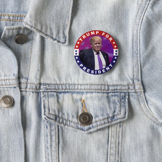 Donald Trump for President Photo Retro Button (In situ)