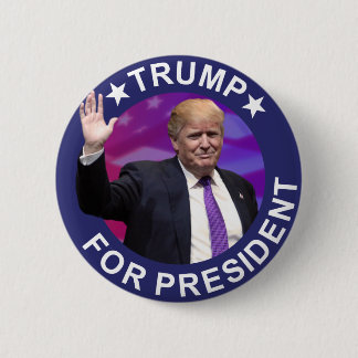 Donald Trump for President Photo Retro Button Blue