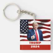Donald Trump Foto 2024 Verkiezing Acryl Sleutelhan Sleutelhanger (voorkant)
