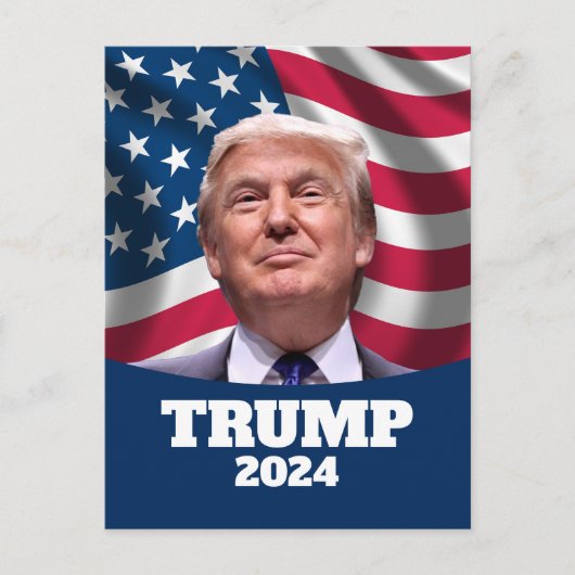 Donald Trump Foto Amerikaanse vlag - President 202 Briefkaart (Voorkant)