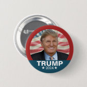 Donald Trump Foto - President 2024 Amerikaanse vla Ronde Button 5,7 Cm (Voorkant /achterkant)