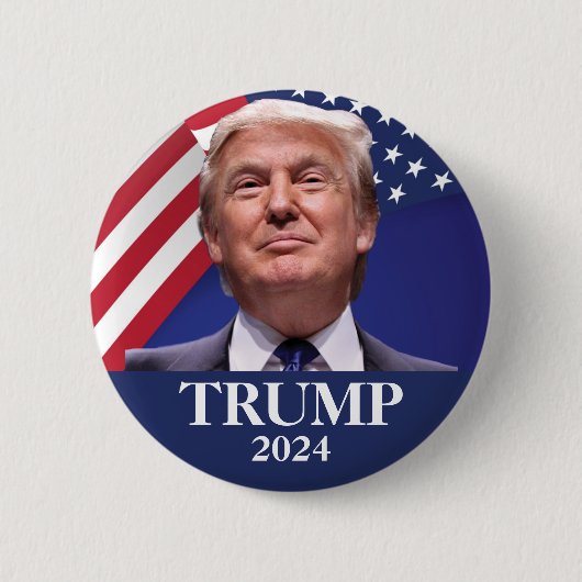 Donald Trump Foto - President 2024 Pinback Ronde Button 5,7 Cm (Voorkant)