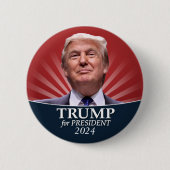 Donald Trump Foto - President 2024 Ronde Button 5,7 Cm (Voorkant)