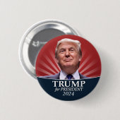 Donald Trump Foto - President 2024 Ronde Button 5,7 Cm (Voorkant /achterkant)