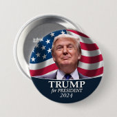 Donald Trump Foto - President 2024 Ronde Button 7,6 Cm (Voorkant /achterkant)