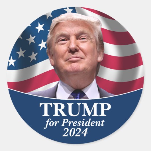 Donald Trump Foto - President 2024 Ronde Sticker (Voorkant)