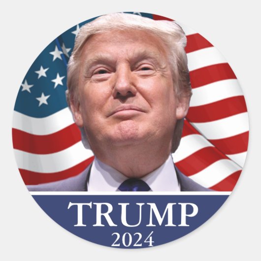 Donald Trump Foto - President 2024 Ronde Sticker (Voorkant)