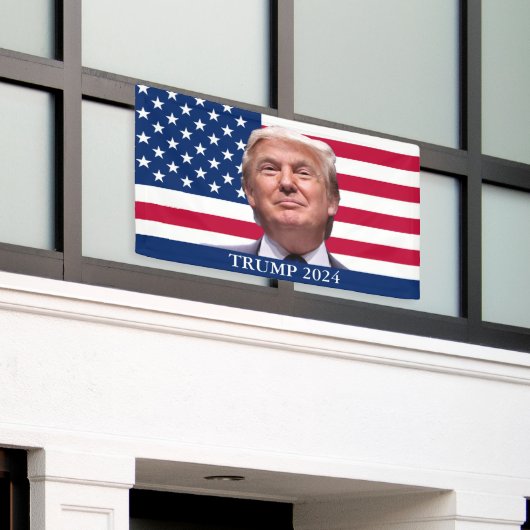 Donald Trump Foto - President 2024 Spandoek (Buitenkant Gebouw)