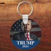 Donald Trump Foto - Trump 2024 Houd Amerika groot Sleutelhanger (Achterkant)