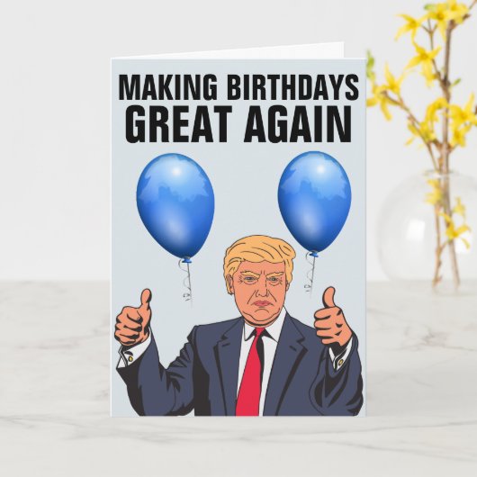 DONALD TRUMP FUNNY BIRTHDAY Wenskaarten Kaart (Gele Bloem)
